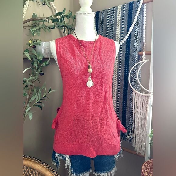 Lucky Brand Sleeveless Sweater Tank with Side Ties in Red Clay size Large - Picture 4 of 8